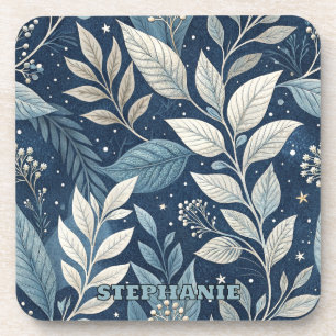 Seamless Night Garden Botanical Pattern Coaster