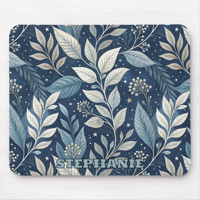 Seamless Night Garden Botanical Pattern Mouse Pad (Front)