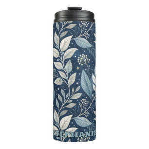 Seamless Night Garden Botanical Pattern Thermal Tumbler