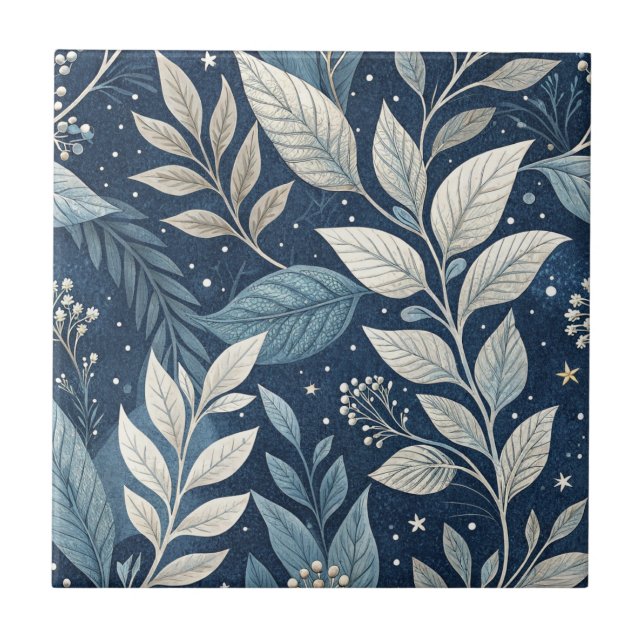 Seamless Night Garden Botanical Pattern Tile (Front)