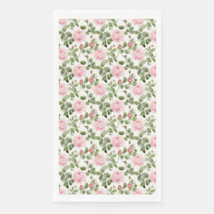 Seamless Of Pink Roses with Green Leaves Napkin