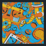 Seamless old school pattern, robots and tapes faux canvas print<br><div class="desc">Seamless old school pattern,  robots and tapes</div>