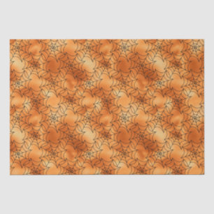 Seamless Orange Foil and Black Cobwebs Halloween Tissue Paper