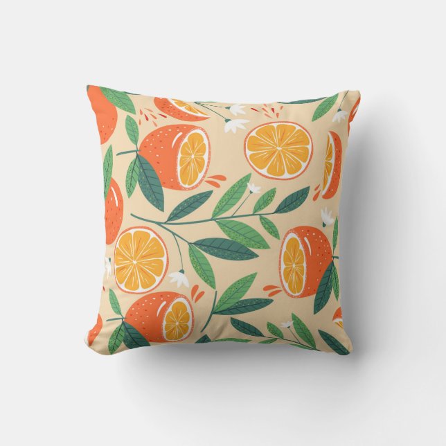 Seamless orange pattern, abstract vintage art. cushion (Front)