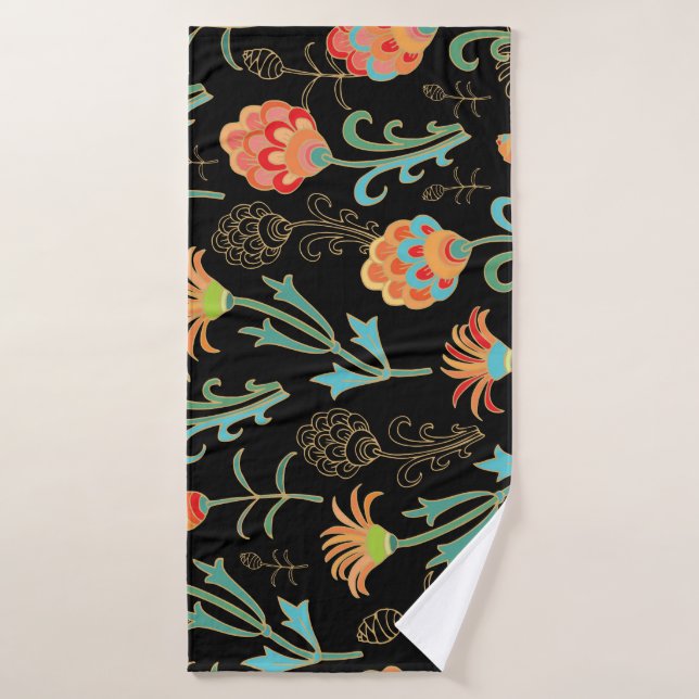 Seamless Oriental Floral Elegance Bath Towel (Bath Towel)