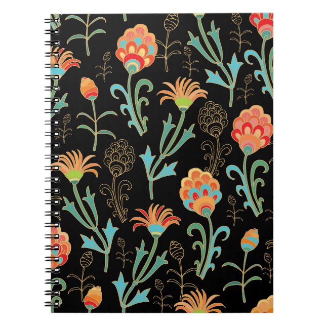 Seamless Oriental Floral Elegance Notebook (Front)