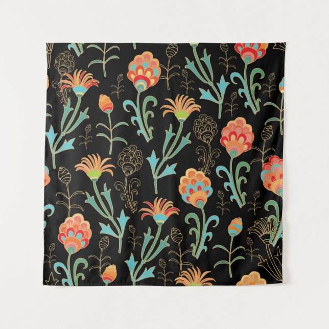 Seamless Oriental Floral Elegance Tapestry (Front)