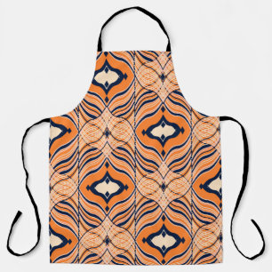 Seamless Oriental pattern, black, orange ornament. Apron