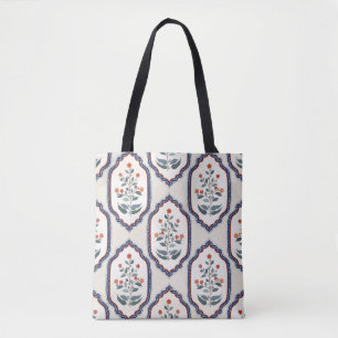 Seamless oriental vintage ornament with flower bra tote bag