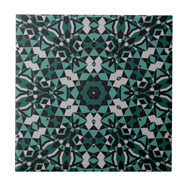 Seamless ornamental black green grey decor decorat tile (Front)