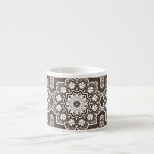 Seamless ornamental black grey lace decor decorati espresso cup