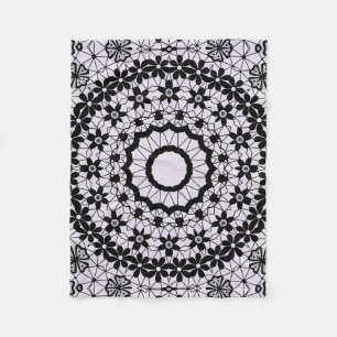 Seamless ornamental black grey lace decor decorati fleece blanket