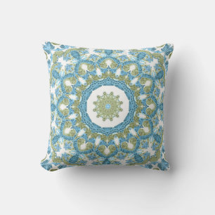 Seamless ornamental blue green white decor decorat cushion
