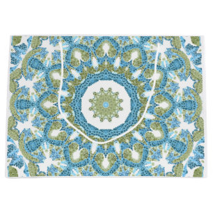 Seamless ornamental blue green white decor decorat large gift bag