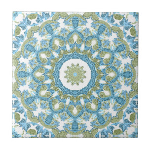 Seamless ornamental blue green white decor decorat tile