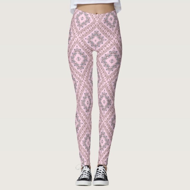 Seamless ornamental decor beads pearl jewellery pa leggings (Front)