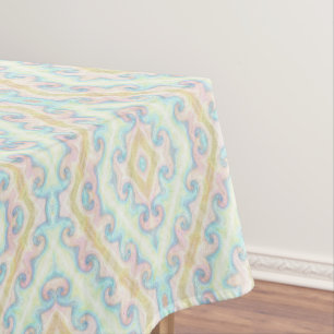 Seamless ornamental pastel green blue beige decor tablecloth