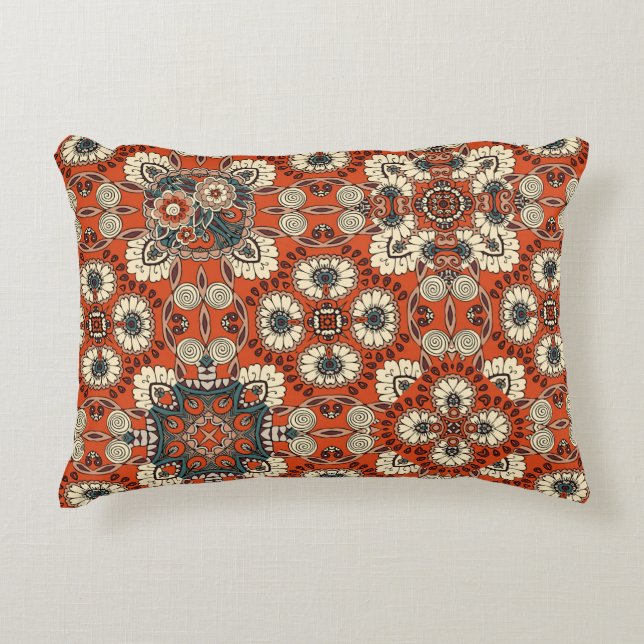 Seamless ornamental pattern with floral and paisle decorative cushion (Front)