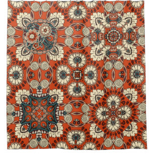 Seamless ornamental pattern with floral and paisle shower curtain
