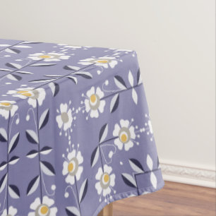 Seamless ornamental violet flowers pastel blue dec tablecloth