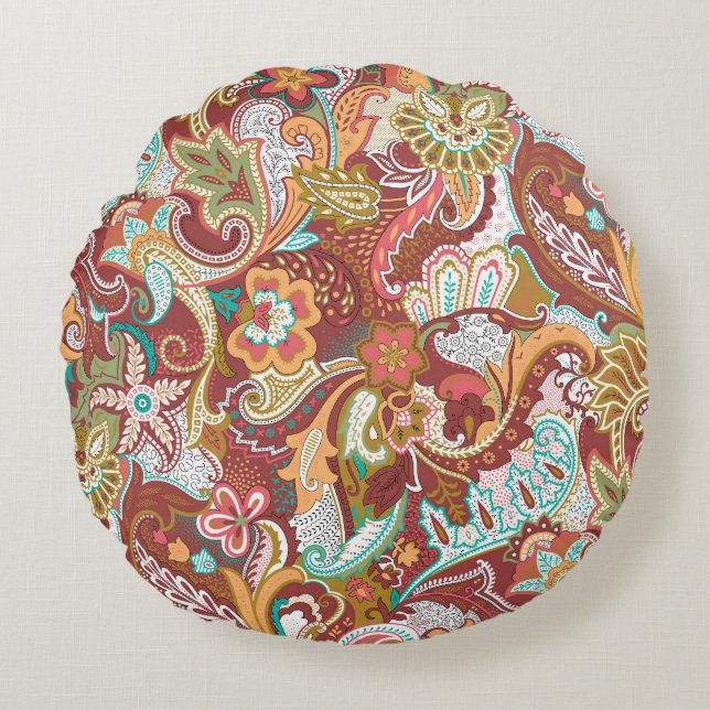 Seamless paisley: elegant background pattern. round cushion (Front)