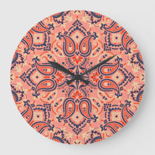Seamless paisley: vintage pattern design. large clock