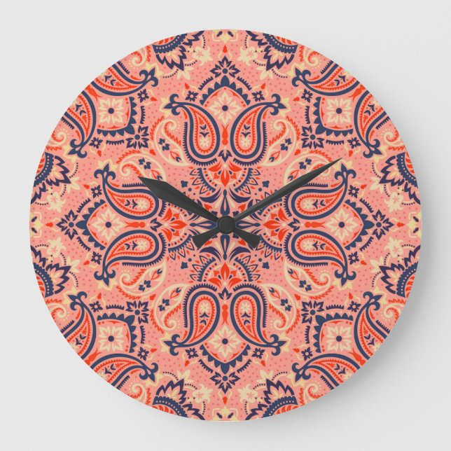 Seamless paisley: vintage pattern design. large clock (Front)