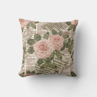 Seamless Paris travel wallpaper. Vintage newspaper Cushion