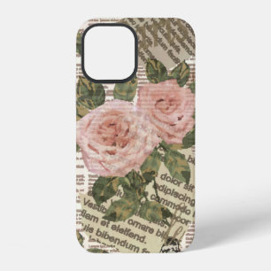 Seamless Paris travel wallpaper. Vintage newspaper iPhone 12 Case