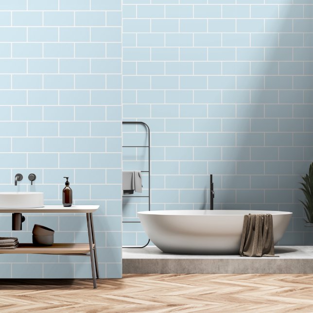 Seamless Pastel Flat Brick Pattern Wallpaper (Bathroom)