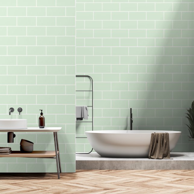 Seamless Pastel Flat Brick Pattern Wallpaper (Bathroom)