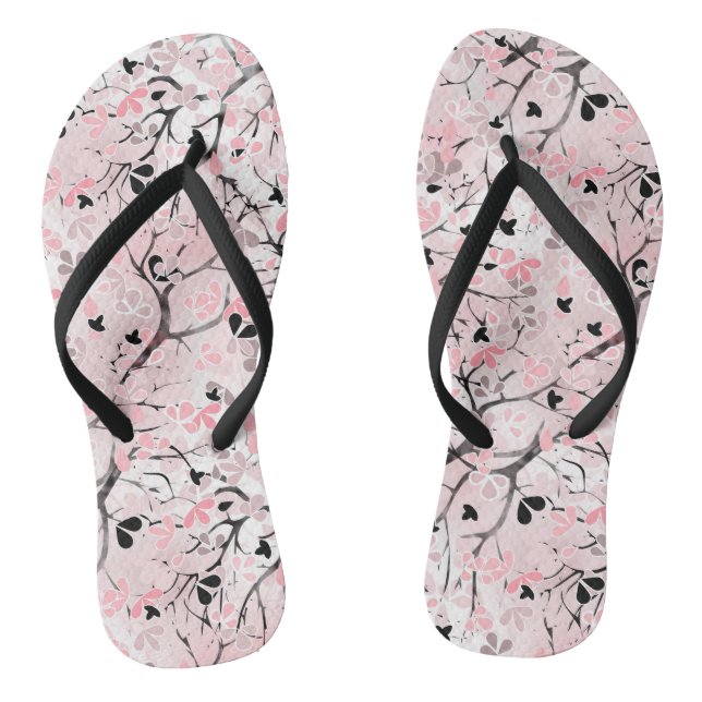 Seamless pastel floral flowers pink blush leaves t jandals (Footbed)