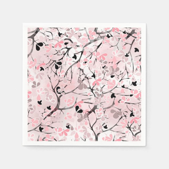Seamless pastel floral flowers pink blush leaves t napkin (Front)