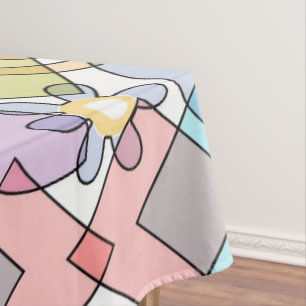Seamless pastel geometrical shapes squares circles tablecloth