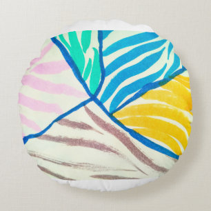 Seamless patchwork background with paisley and flo round cushion