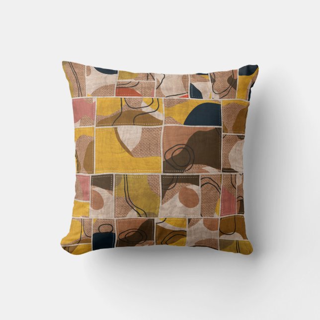 Seamless patchwork collage mix quilt pattern print cushion (Front)