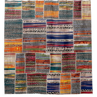 Seamless patchwork collage mix quilt pattern print shower curtain