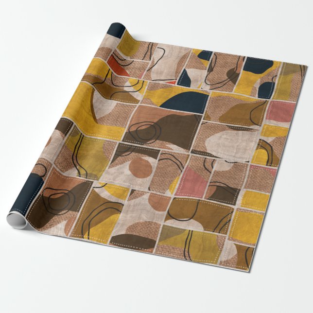 Seamless patchwork collage mix quilt pattern print wrapping paper (Unrolled)