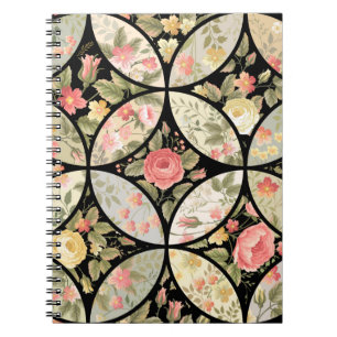 seamless patchwork floral pattern notebook