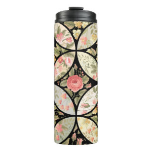 seamless patchwork floral pattern thermal tumbler
