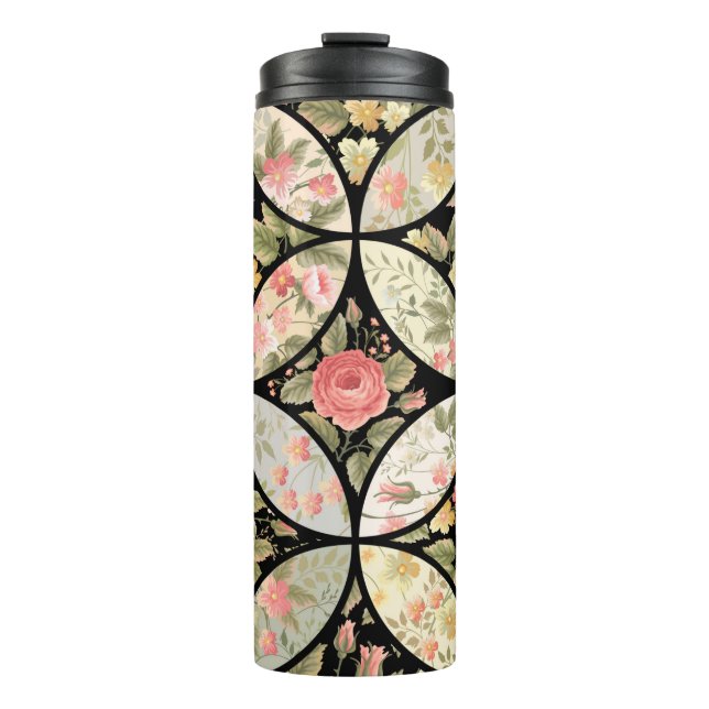 seamless patchwork floral pattern thermal tumbler (Front)