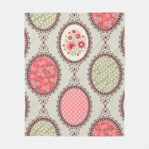 Seamless Patchwork floral vintage pattern. Vintage Fleece Blanket