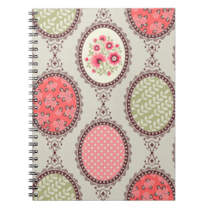 Seamless Patchwork floral vintage pattern. Vintage Notebook