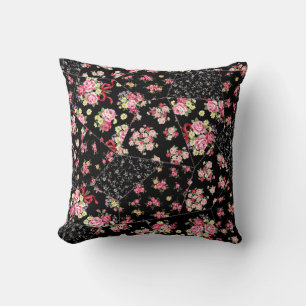 Seamless patchwork of pretty floral design cushion