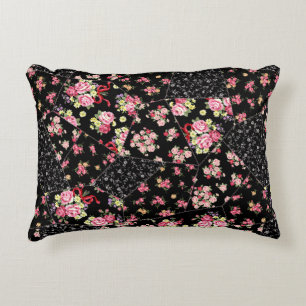 Seamless patchwork of pretty floral design decorative cushion