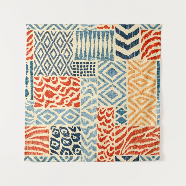 Seamless patchwork pattern. A collection of hand-d Tapestry (Front)