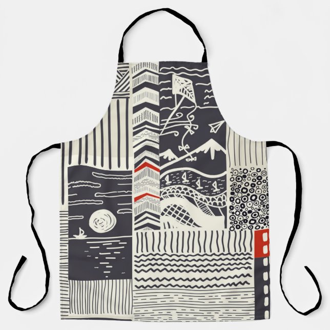 Seamless patchwork pattern from abstract doodles.  apron (Front)