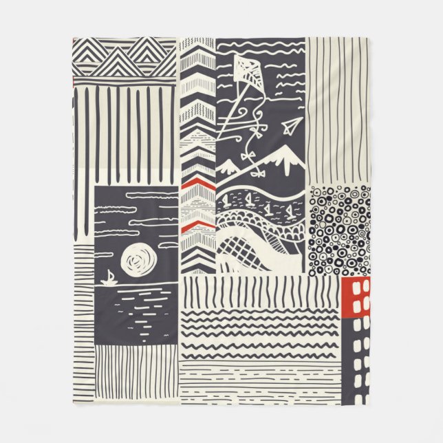 Seamless patchwork pattern from abstract doodles.  fleece blanket (Front)
