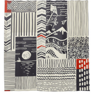 Seamless patchwork pattern from abstract doodles. shower curtain