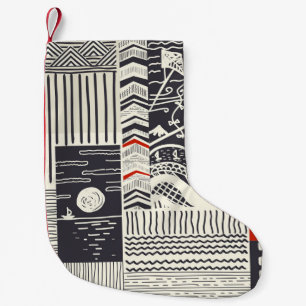 Seamless patchwork pattern from abstract doodles. small christmas stocking